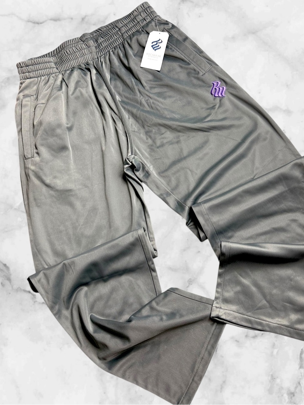 Rocawear Classic Track Pants Mens L Gray Baggy Wide Leg Hip Hop Streetwear NWT